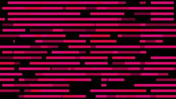 abstrakt Bewegung Hintergrund mit horizontal Rosa Linien isoliert auf schwarz Hintergrund, nahtlos Schleife. Animation. schön bunt eng Streifen mit ziehen um Licht Impuls. video