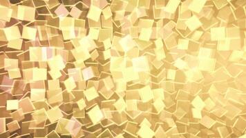 Yellow cubes rotating into different directions, 3d geometric background, seamless loop. Animation. Golden rows of small spinning cubes. video
