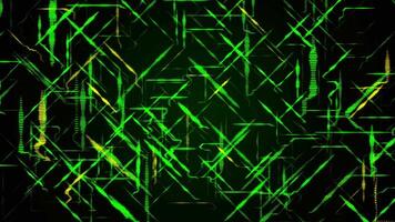 Abstract green laser beams crossing on black background, seamless loop. Animation. Matrix effect, flight through the neon rays. video