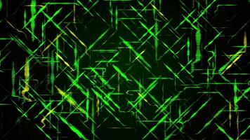 Abstract green laser beams crossing on black background, seamless loop. Animation. Matrix effect, flight through the neon rays. video