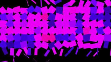 Abstract pink and blue bright squares changing and moving on black background, seamless loop. Animation. Motion background design with colorful geometric figures. video