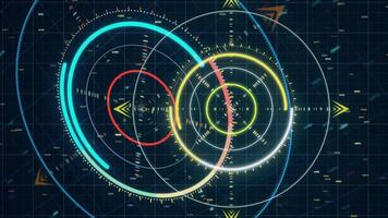 radar systemet och modern trogen visa, militär säkerhet begrepp. animation. radar skärm som visar skanna resultat. video