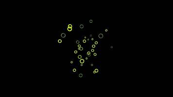 Abstract animation of colorful small green rings floating on the black background. Animation. Circle frames getting closer to the camera. video