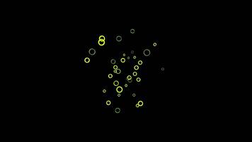 Abstract animation of colorful small green rings floating on the black background. Animation. Circle frames getting closer to the camera. video