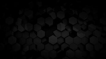 Abstract futuristic hexagon glowing nand moving black surface, structure, seamless loop. Animation. Monochrome 3d figures moving chaotically. video