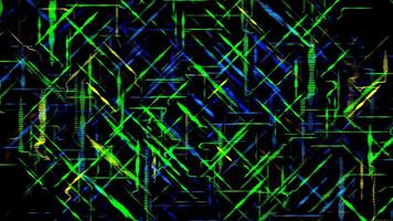 Abstract green and blue laser neon beams, motion graphics animation background in futuristic style, seamless loop. Animation. Short narrow neon lines. video