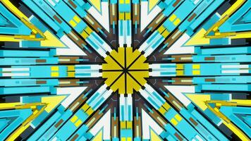 Colorful abstract geometrical kaleidoscope with moving patterns changing their color. Animation. Hypnotic kaleidoscope pattern with animated geometric shapes video