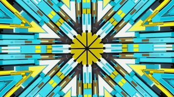 bunt abstrakt geometrisch Kaleidoskop mit ziehen um Muster Ändern ihr Farbe. Animation. hypnotisch Kaleidoskop Muster mit animiert geometrisch Formen video