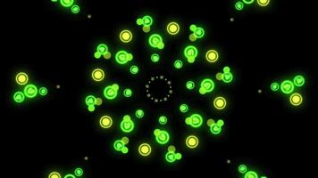For editorial use only. Animation of flying communication or social net signs, kaleidoscopic motion, seamless loop. Animation. Neon green logo of famous brands. video