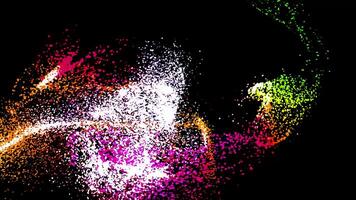 Abstract beatiful relaxing background of bright small circles flying as a cloud on black background. Animation. Glittering particles resembling space dust. video