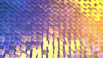 Amazing animated background of 3d multicolored glittering cubes rotating and shining in abstract space. Animation. Looped motion design background video