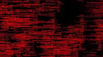 Abstract red horizontal lines of flowing data. Animation. Symbols changing fast and moving isolated on black background, seamless loop, concept of hacking and computer technologies. video