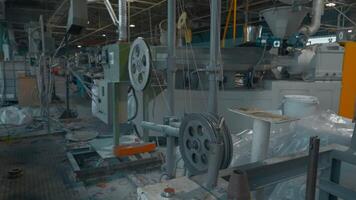 Cable wire production and machines in factory. Creative. Industrial background at the workshop. video