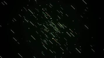 Abstract visualization of meteor shower. Animation. Meteor rain on the starry black sky background, seamless loop. video