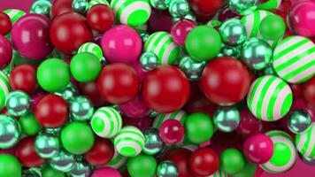 Multicolored balloons with circular rotation as background and texture, seamless loop. Animation. Close up of colorful children toy balls. video