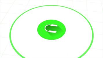 Abstract white headphones icon emitting green waves isolated on white background, seamless loop. Animation. Concept of radio and music. video