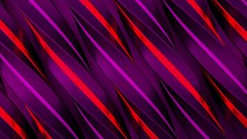 in movimento astratto diagonale piegato Linee sfondo, senza soluzione di continuità ciclo continuo. animazione. multicolore pendenza strisce di viola e rosso colore. video