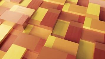 Abstract background with surface cubes. Seamless loop. Rotating orange and yellow blocks background, seamless loop. video