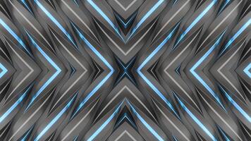 ipnotico modello con specchio riflessione. animazione. metallico e neon Linee mossa lentamente, mirroring ogni altro a partire dal centro. simmetrico specchio modello per calmante comfort video