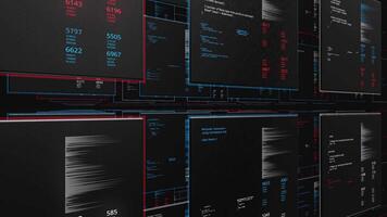 Lot of information cells in computer. Animation. 3d animation with information base of many cells. Cells with computer data and calculations video