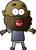 caricatura, loco, feliz, hombre, con, barba png