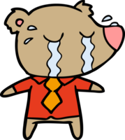 cartoon crying bear in shirt png