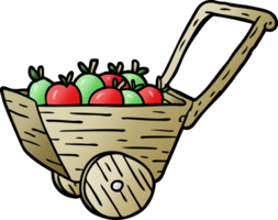 carrinho de desenho animado cheio de maçãs frescas png