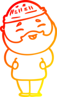 warm gradient line drawing cartoon happy bearded man png