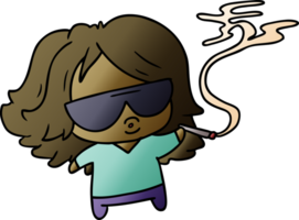 gradient cartoon illustration cute kawaii smoking a joint png