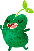 retro cartoon illustration kawaii cute sprouting bean png