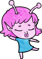 Linda chica alienígena de dibujos animados png