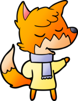 friendly cartoon fox in winter clothes png
