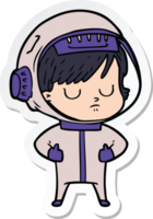 sticker van een cartoon-astronautvrouw png