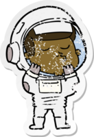 noodlijdende sticker van een cartoon zelfverzekerde astronaut png