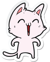 adesivo di un gatto cartone animato felice che miagola png