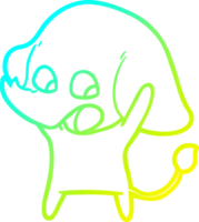 frío degradado línea dibujo de un linda dibujos animados elefante png