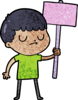 cartoon grumpy boy with placard png