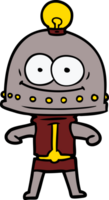 robot de cartón feliz con bombilla png