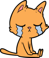 crying cartoon cat sitting png