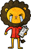 cartoon crying lion with clipboard png