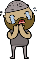 cartoon bearded man crying png