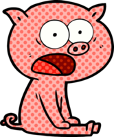 dessin animé cochon assis criant png