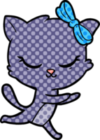 gato bonito dos desenhos animados com laço png