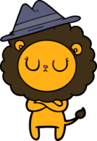 cartoon lion wearing aht png