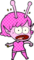 chica alienígena sorprendida de dibujos animados png