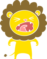 lion en colère de dessin animé de style plat couleur png