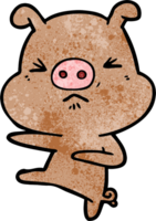 cartoon angry pig kicking out png