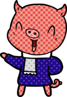 happy cartoon pig in winter clothes png