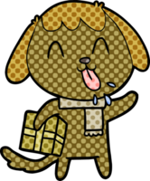 cute cartoon dog with christmas present png