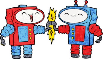 robots de dessin animé se connectant png